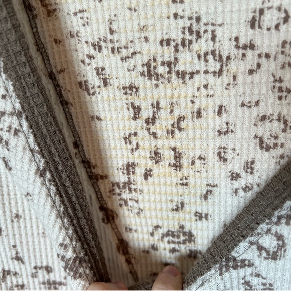 We the Free People Davis Thermal Long John Cream Taupe Leopard top Large - Picture 8 of 8